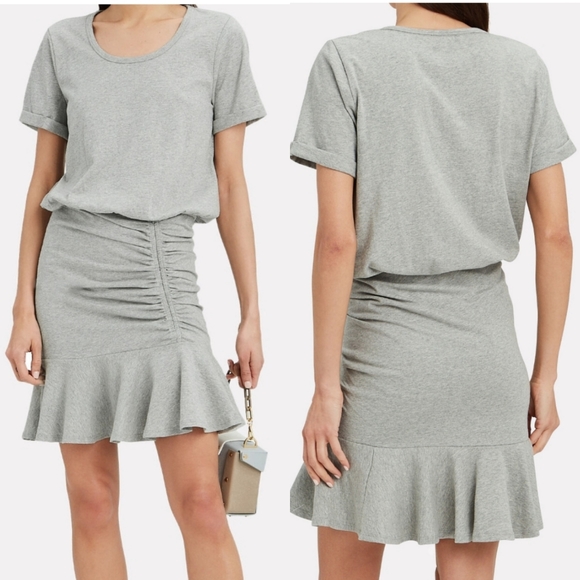 Veronica Beard Dresses & Skirts - Veronica Beard | Gray Ruched Pima Shirt Dress